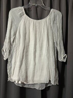 Viola Borghi Italy White Black Polka Dot 100% Silk Lined Blouse Top S